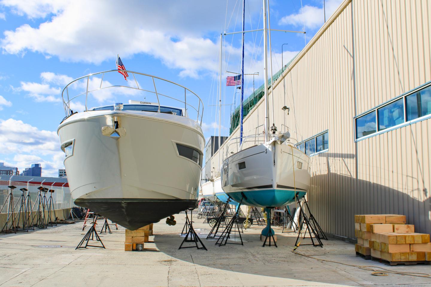 Outdoor winter storage at Boston Marine Services